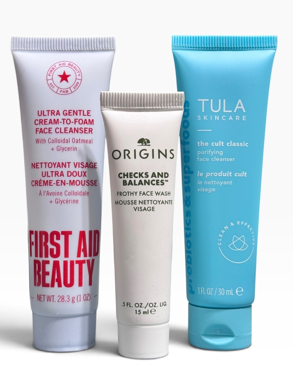 Trio Travel Size Skincare Cleansers Tula First Aid Beauty Origins NEW